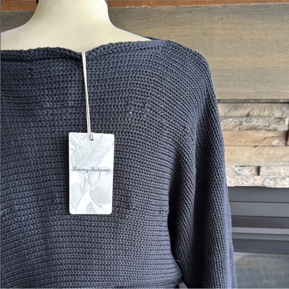 Tommy Bahama Elegant Black Knit Poncho - Picture 7 of 12